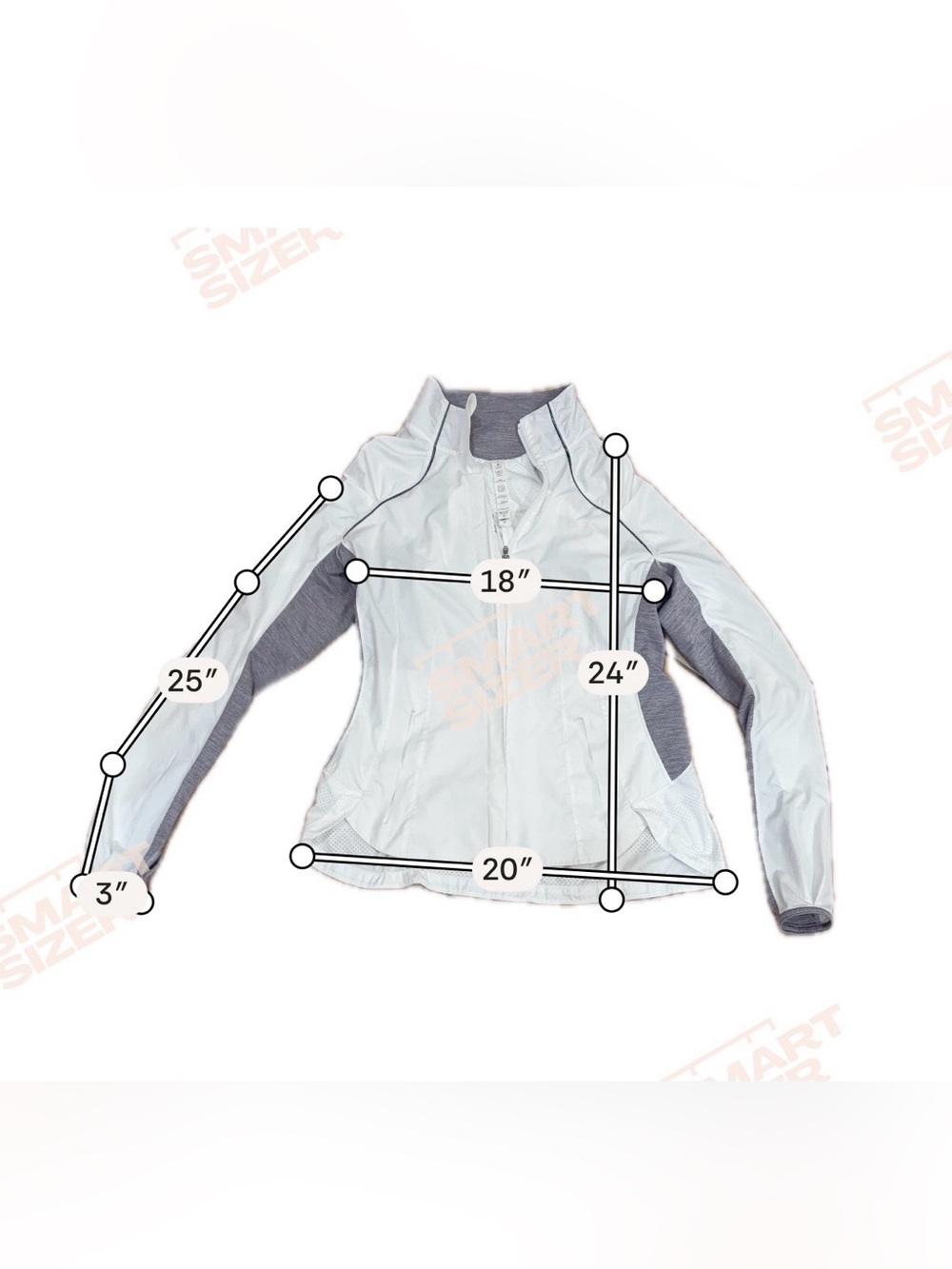 Lululemon Running Windbreaker Jacket White Gray Reflective Thumbholes Women's 6 - Picture 8 of 10